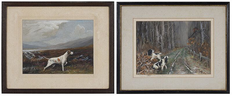 Appraisal: Reuben Ward Binks British - Two sporting scenes Spaniels and