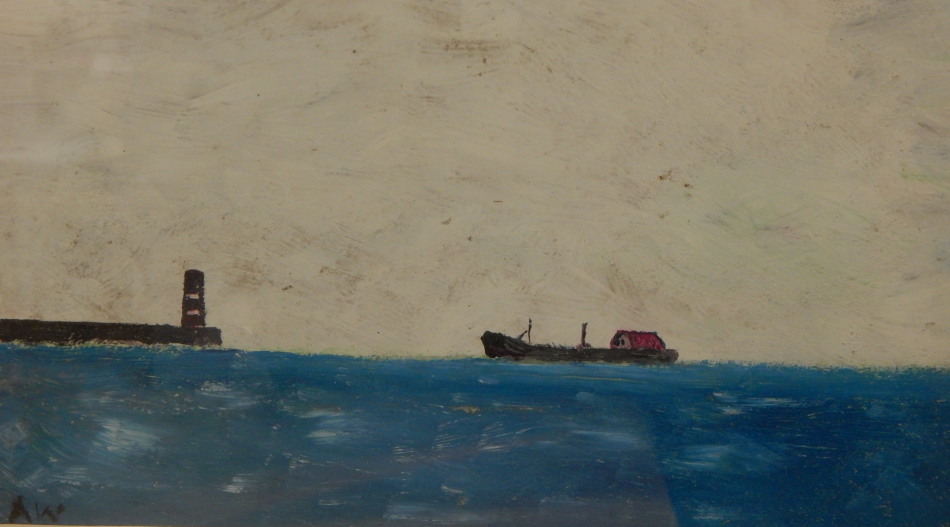 Appraisal: A W thC Boat in harbour oil on board initialled