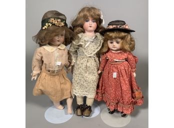 Appraisal: Three antique bisque head dolls including one Armand Marseille Ruth