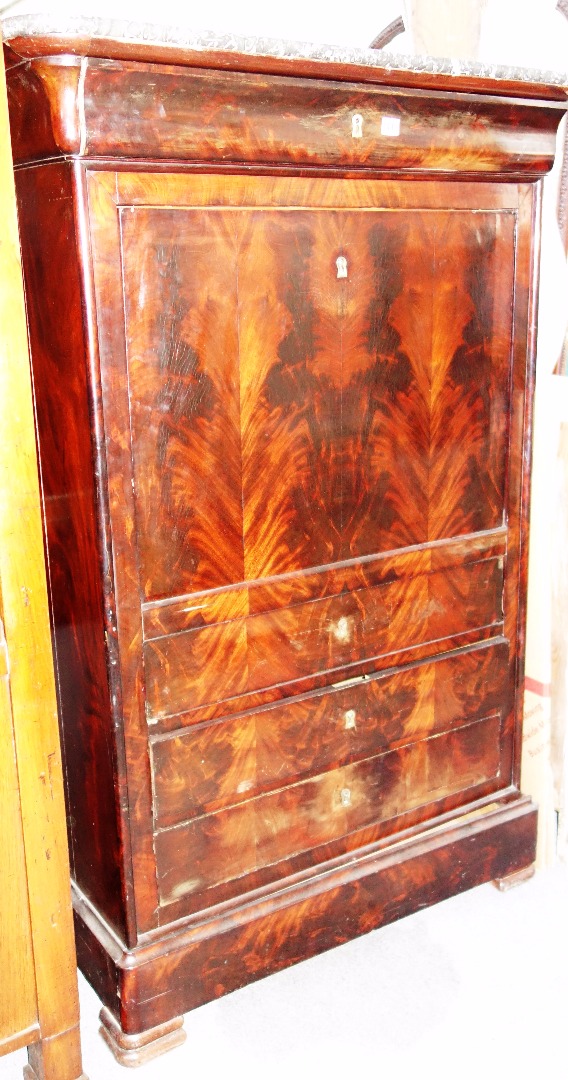 Appraisal: A mid th century French mahogany secretaire the marble set