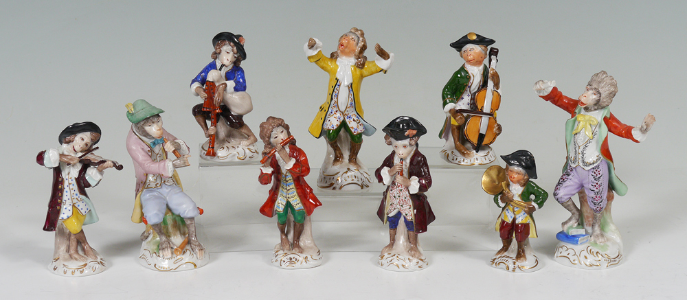 Appraisal: PIECE ASSEMBLED PORCELAIN MONKEY BAND Accumulated collection to include Capo