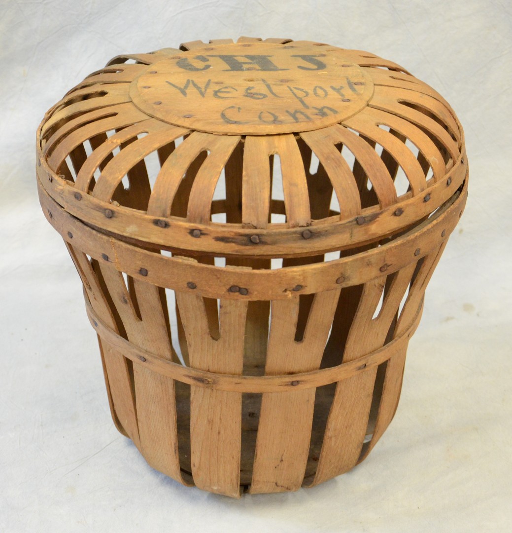 Appraisal: Westport CT peach basket with lid initials CHJ c one