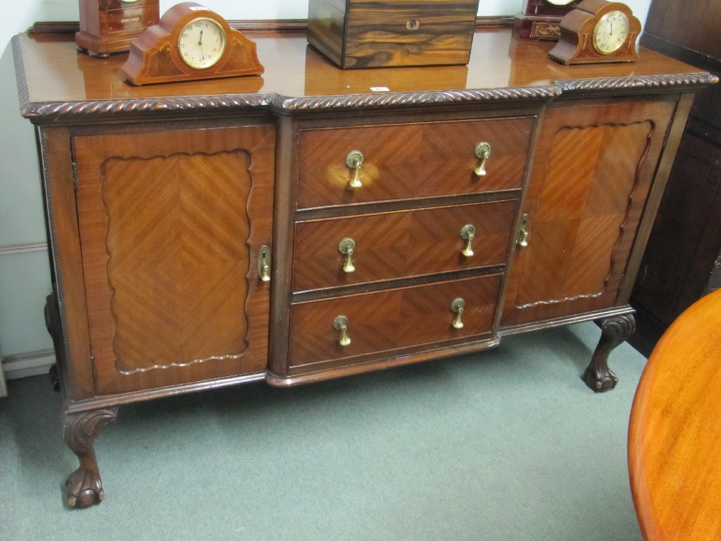 Appraisal: Mahogany sideboard raised on ball and claw supports