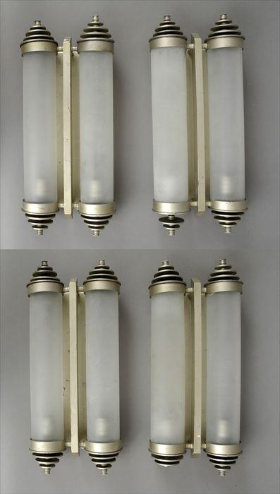 Appraisal: Set of Four Art Deco-Style Two-Light Wall Sconces x in