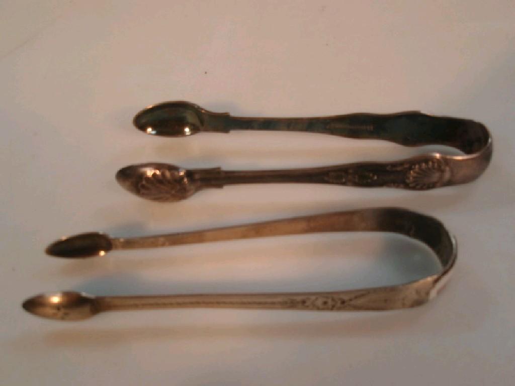 Appraisal: A pair of George III silver bright cut sugar tongs