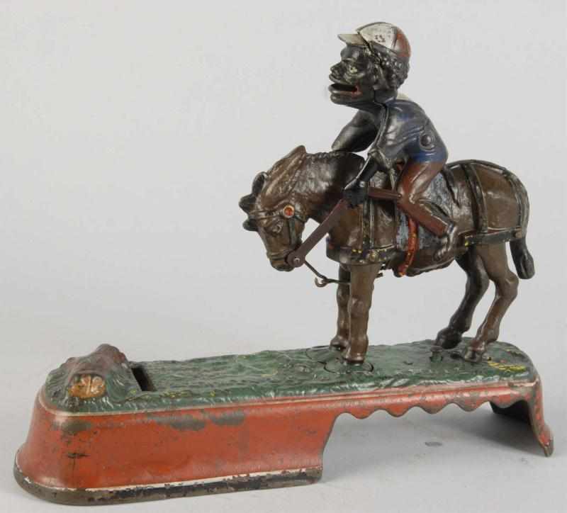 Appraisal: Cast Iron Always Did Spise A Mule Mechanical Bank Description