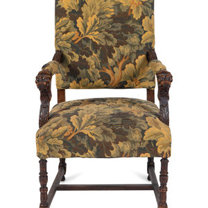 Appraisal: A Renaissance Style Tapestry-Upholstered Carved Walnut Great Chair LATE TH