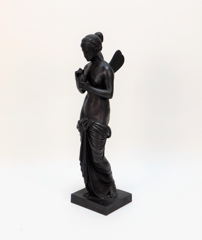 Appraisal: J HJORTH BLACK BASALT NEOCLASSICAL PSYCHE STATUE DenmarkEarly th CenturyDepicts