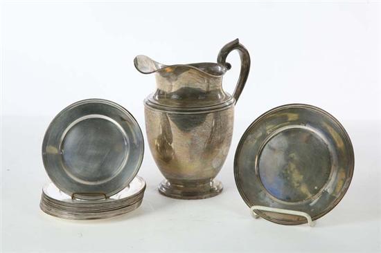 Appraisal: FOURTEEN PIECES OF STERLING Preisner Sterling pitcher h Plate d