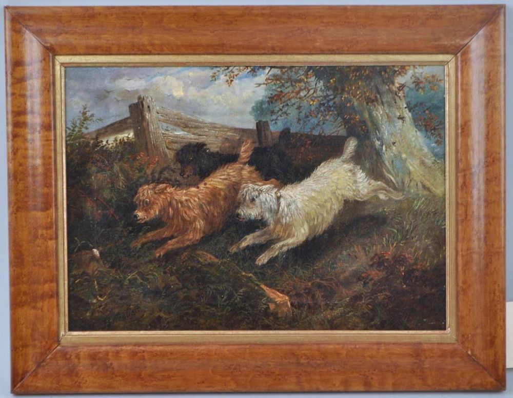 Appraisal: H Woollett English O C Two Terriers In Field signed