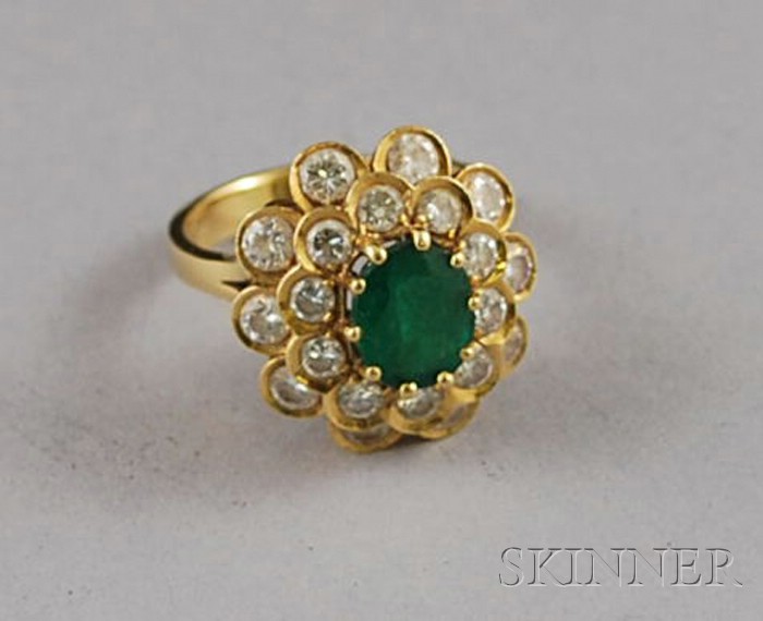 Appraisal: kt Gold Emerald and Diamond Ring size