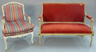 Appraisal: Two piece lot to include Louis XVI French style settee