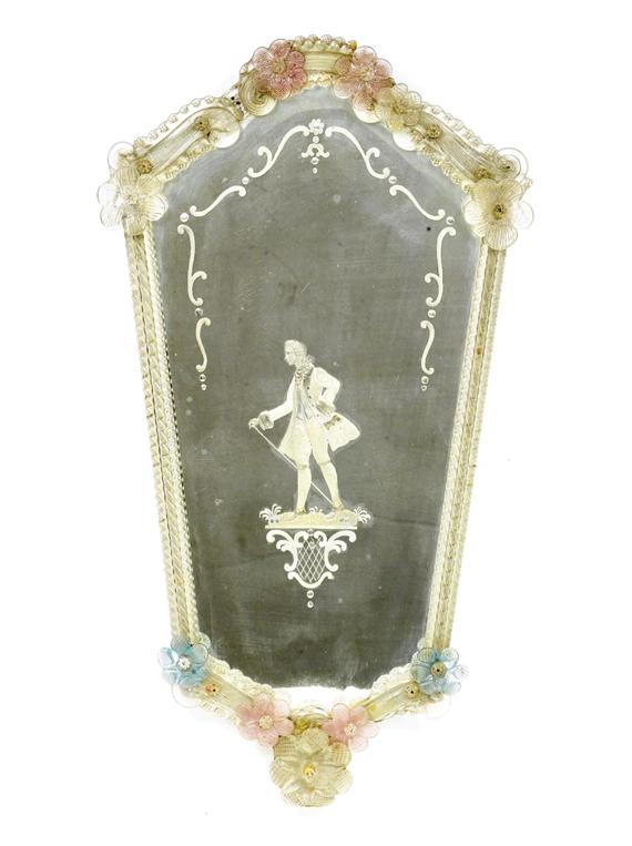 Appraisal: MIRROR Rococo style Murano th cent Glass Curved frame set