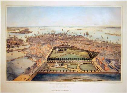 Appraisal: piece American Bird's-Eye City View Hand-Colored Lithograph Bachmann J Bird's