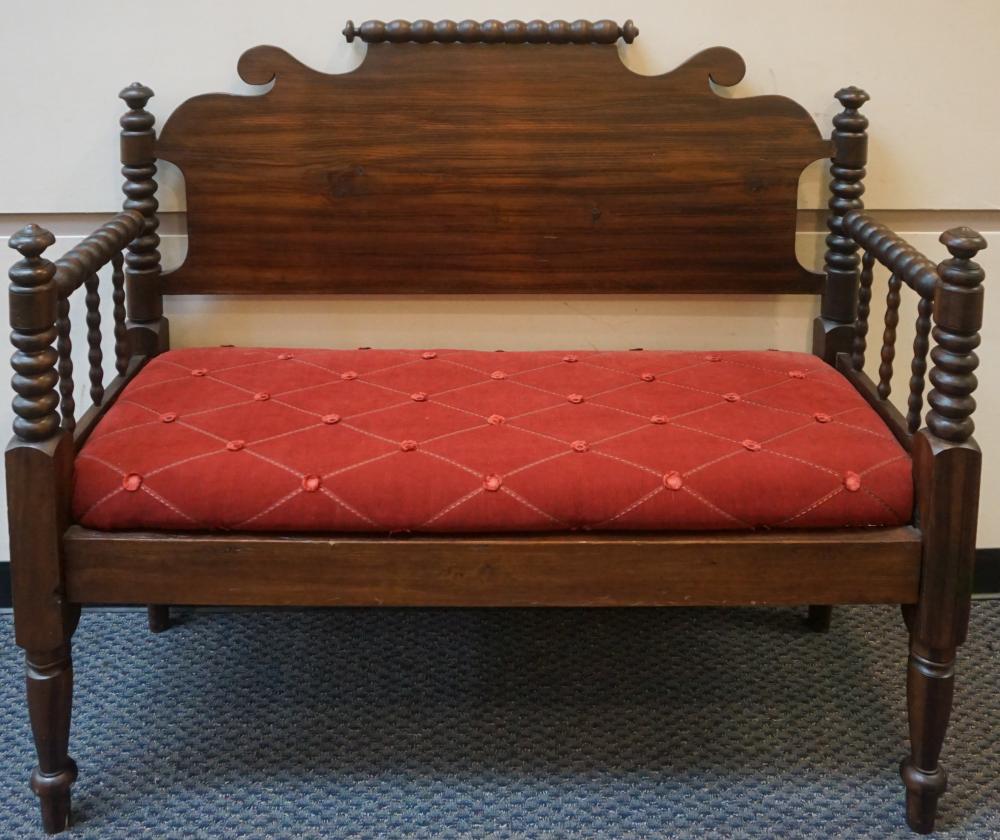 Appraisal: EARLY AMERICAN STYLE STAINED TURNED PINE BENCH H X L