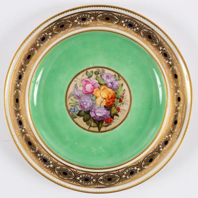 Appraisal: A Derby green ground cabinet plate painted a central roundel