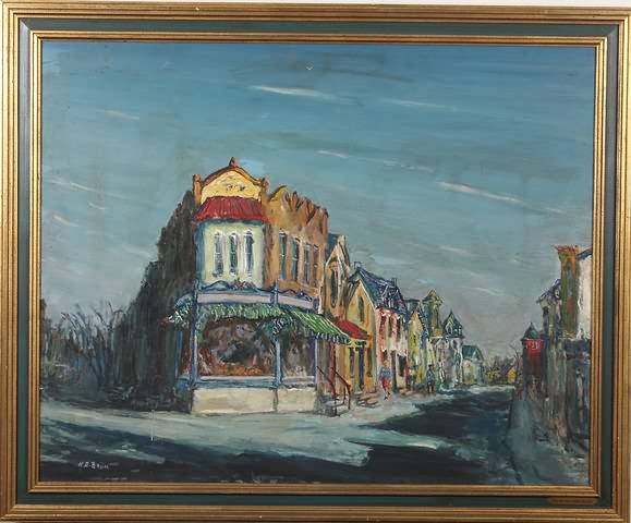 Appraisal: Walnut Street Allentown PA oil on masonite x SLL W