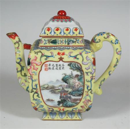 Appraisal: A Chinese teapot and cover Qianlong mark but later of