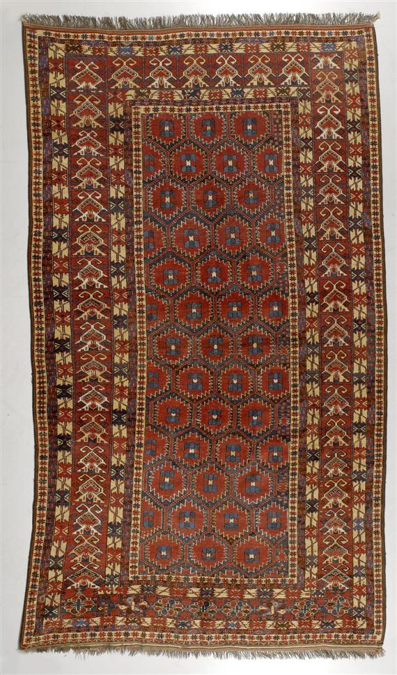 Appraisal: BESHIR antique Honeycomb patterned central field in red and green