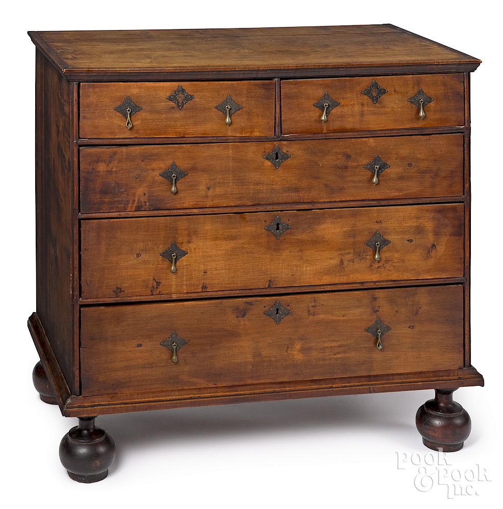 Appraisal: New England William and Mary maple chest New England William