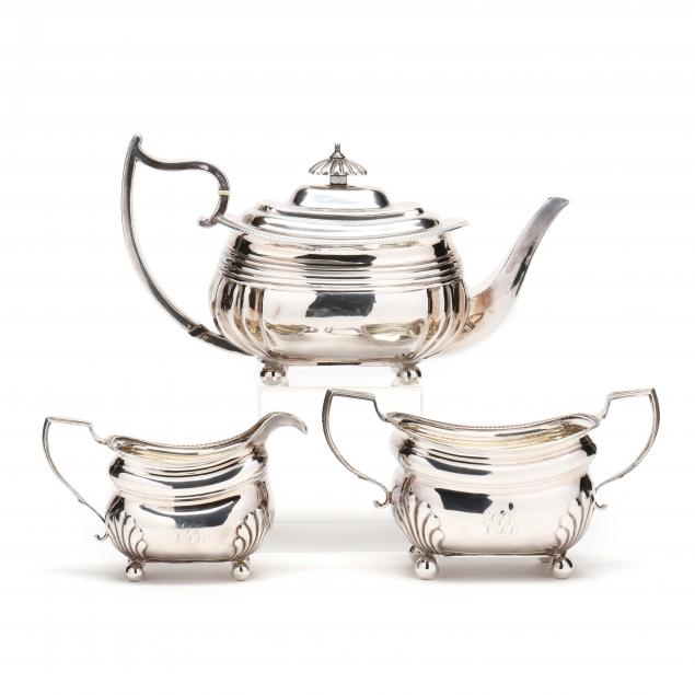 Appraisal: AN ASSEMBLED GEORGE III SILVER TEA SET Teapot with CF