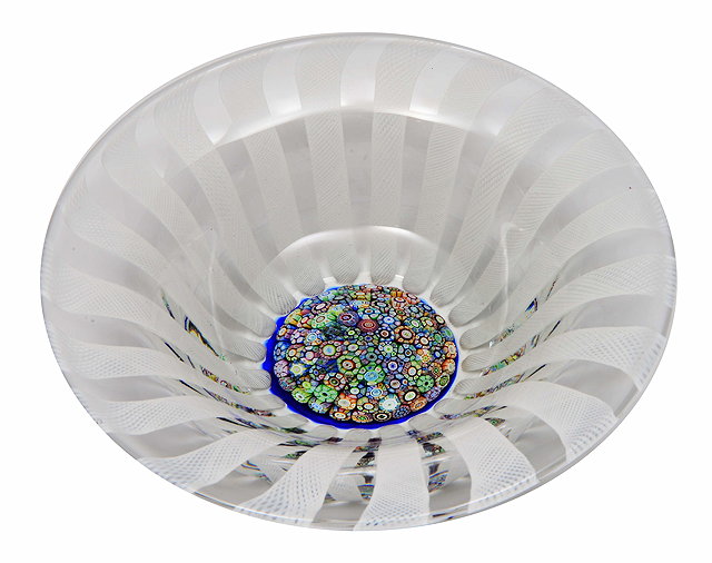 Appraisal: A PERTHSHIRE GLASS BOWL with central millefleur canes surrounded by