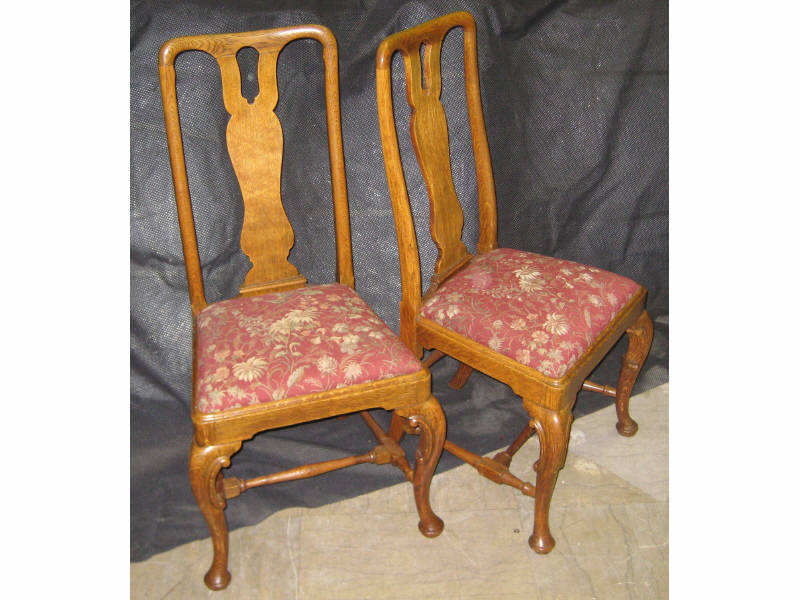 Appraisal: PAIR OF ENGLISH QUEEN ANNE STYLE OAK SIDE CHAIRS By