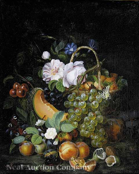 Appraisal: Francois Joseph Huygens Belgian - Basket of Fruits and Flowers