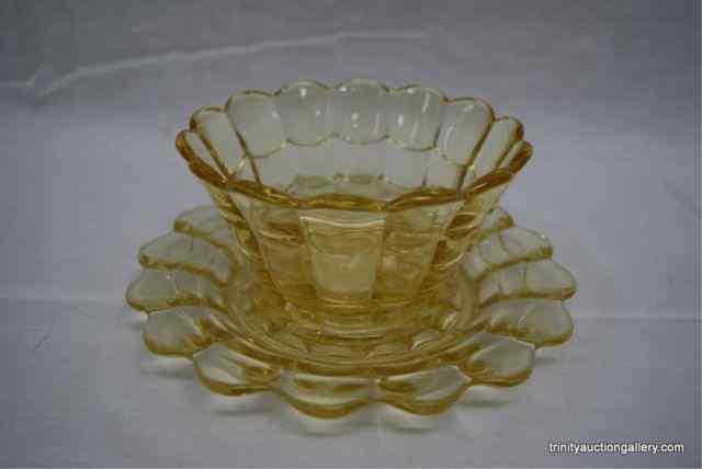 Appraisal: Cambridge Glass ''Cascade'' Yellow Mayonnaise SeverProduced in the 's by