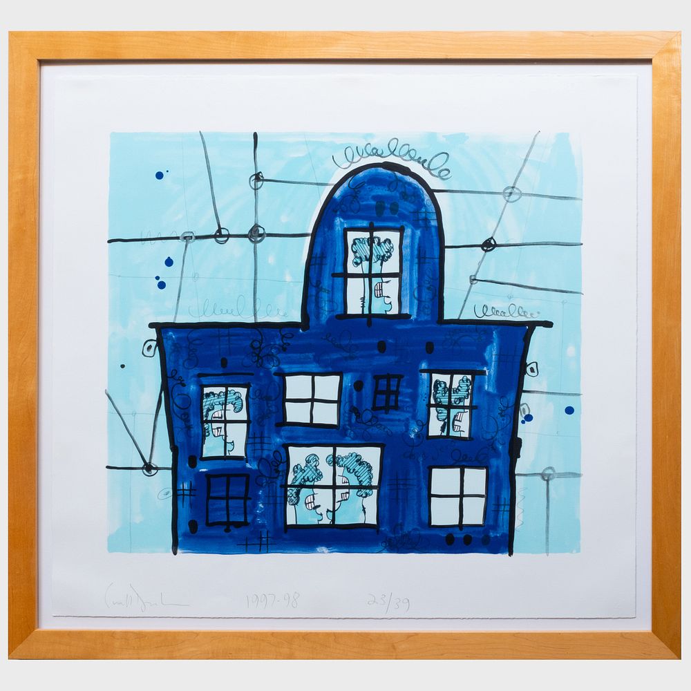 Appraisal: Carroll Dunham b Blue House Screenprint in colors on wove