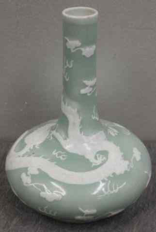 Appraisal: Decorated Bulbous Celadon Vase From a Roslyn Heights NY estate