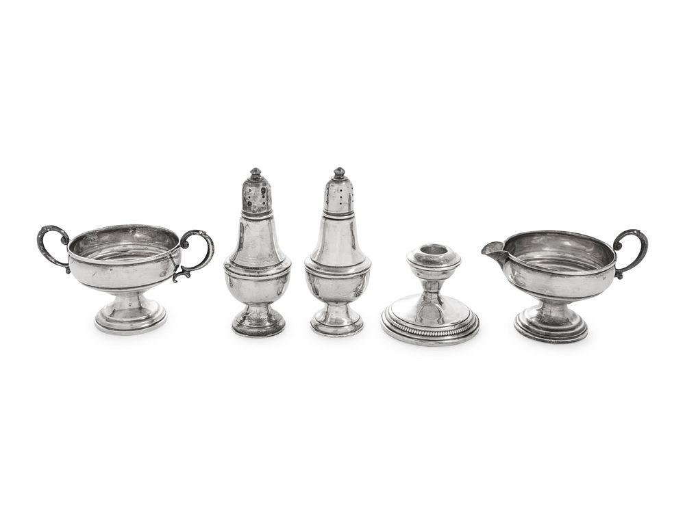 Appraisal: A Group of Five American Silver Table Articles A Group