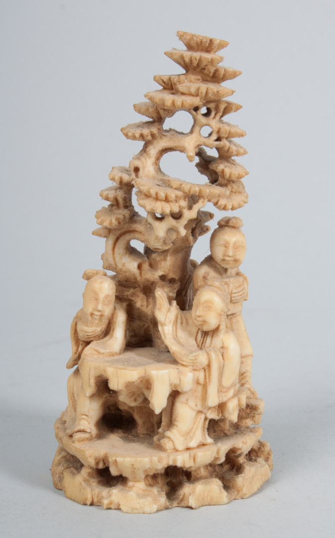 Appraisal: Chinese carved figural group th century or earlier modeled as