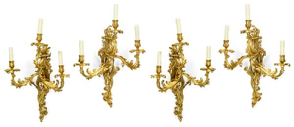 Appraisal: A set of four Louis XV style gilt bronze bras