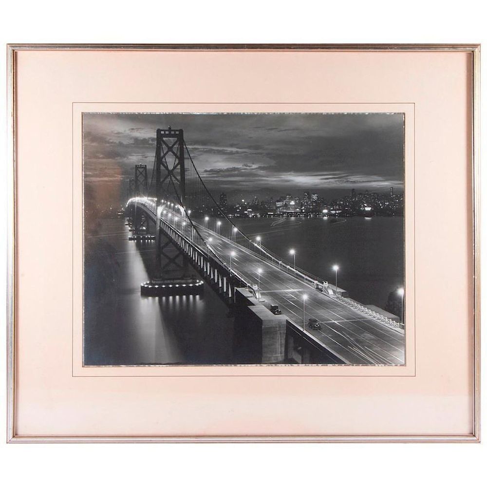 Appraisal: Rare 's night photograph of the San Francisco Bay Bridge