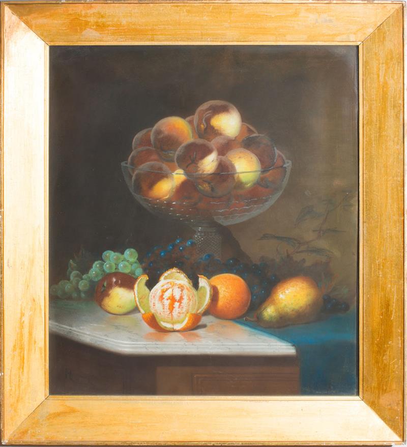 Appraisal: AMERICAN SCHOOL STILL LIFE WITH FRUIT Pastel on paper indistinctly