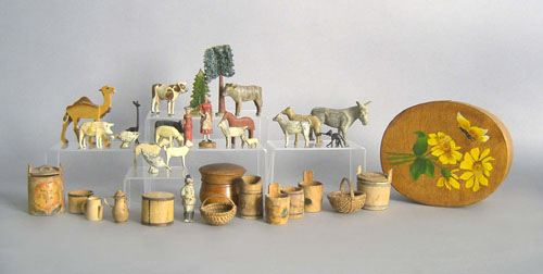 Appraisal: Group miniature buckets carved animals etc