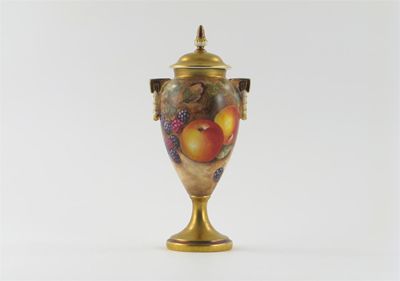 Appraisal: A Royal Worcester vase and cover painted with apples blackberries