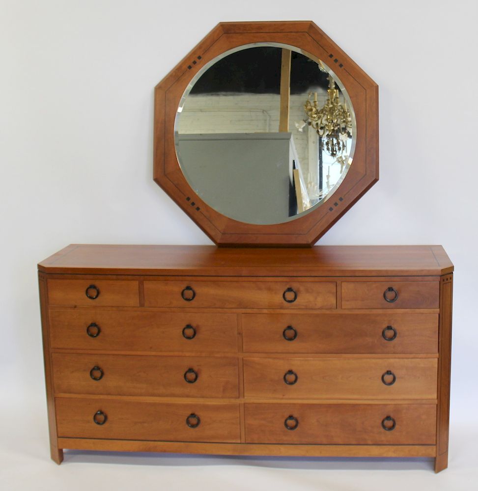 Appraisal: E J Stickley Audi Dresser And Mirror In Cherrywood and