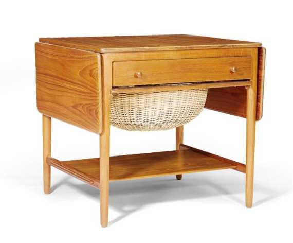 Appraisal: WEGNER HANS SEWING TABLE circa for Andreas Tuck Teak and