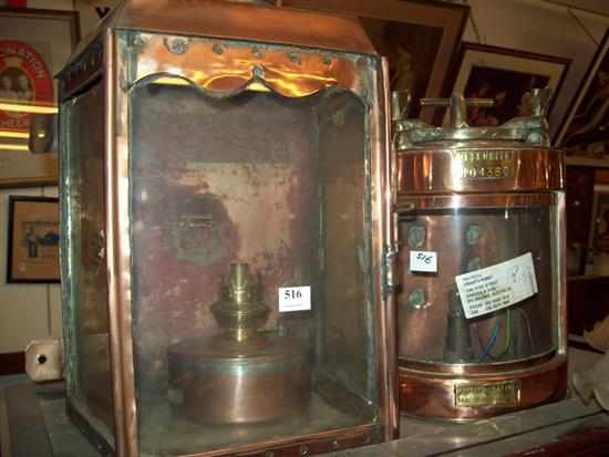 Appraisal: TWO VICTORIAN COPPER BOUND SHIP LANTERNS