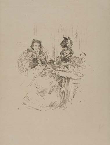 Appraisal: JAMES A M WHISTLER Afternoon Tea Lithograph printed in black