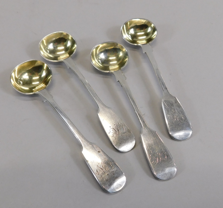 Appraisal: A set of four Victorian silver fiddle pattern salt spoons