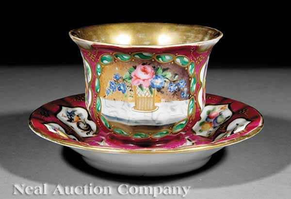 Appraisal: A Paris Porcelain Polychrome and Gilt Presentation Cup and Saucer