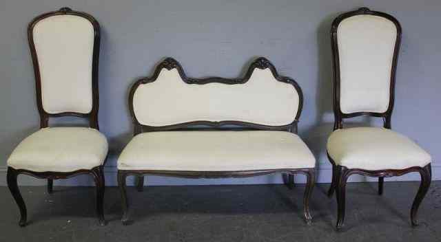 Appraisal: Furniture Lot Including a Vintage Settee and aPair of Vintage