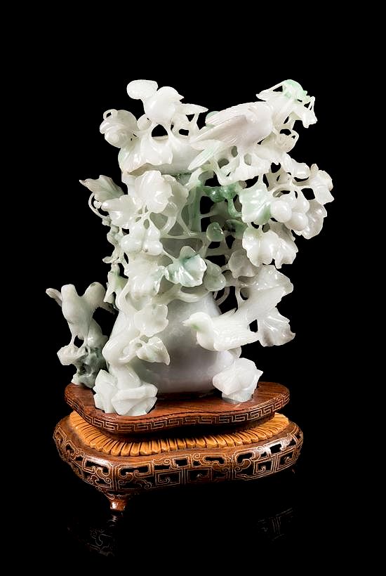 Appraisal: A Jadeite Covered Vase Height inches A Jadeite Covered Vase