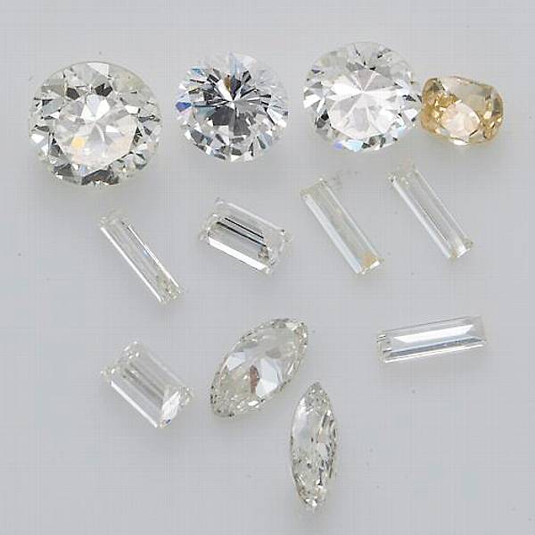 Appraisal: A collection of unmounted diamonds total diamond weight cts