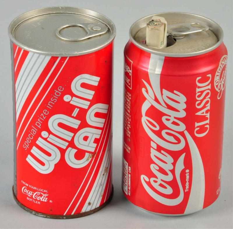 Appraisal: Coca-Cola Magic Can Promotional Posters Description Includes cans One can