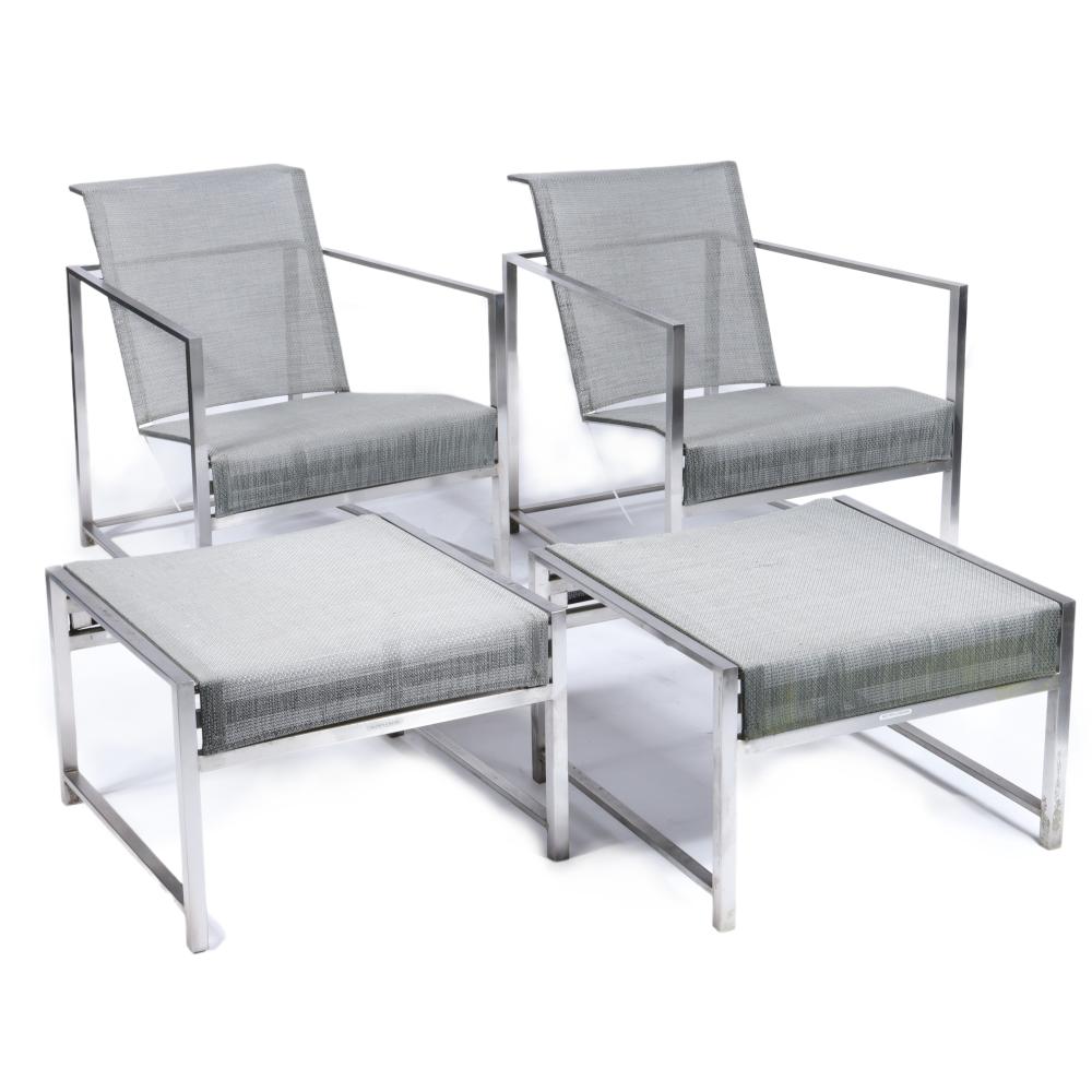 Appraisal: TWO RICHARD FRINIER FOR BROWN JORDAN NXT GRAY PATIO LOUNGE