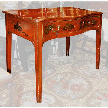 Appraisal: Provincial Louis XV Style Chinoiserie Decorated Red Lacquered Side Table